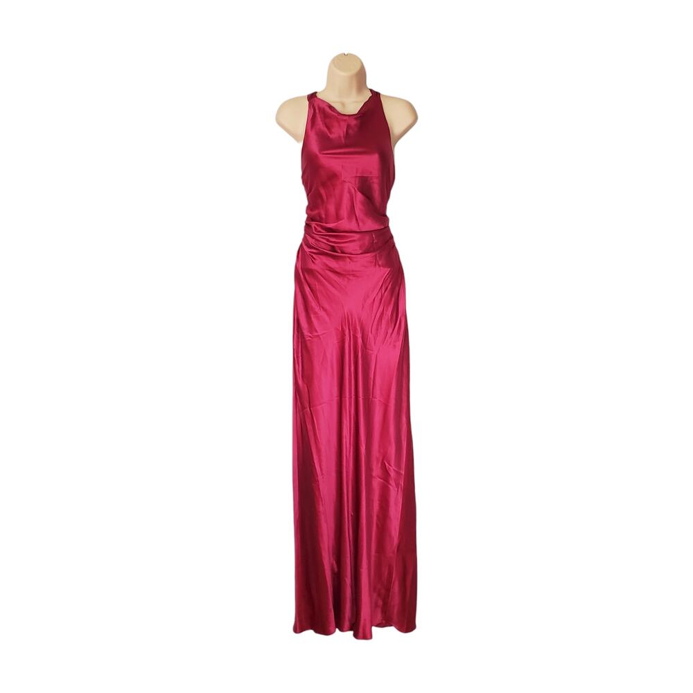 Reformation Anaiis Silk Maxi Dress Column Gown Hibiscus Tea Pink Size 8 - Picture 4 of 15